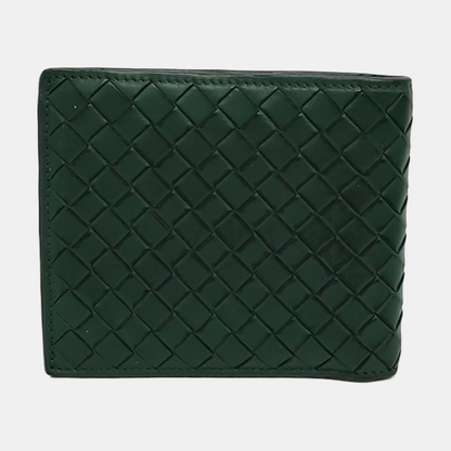 BOTTEGA VENETA Dark Green Leather Woven Wallet-(SKU)-957985549
