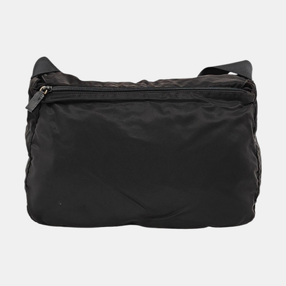 PRADA Vela Messenger Bag Black nylon logo crossbody bag shoulder bag Silver Hardware-(SKU)-957820896