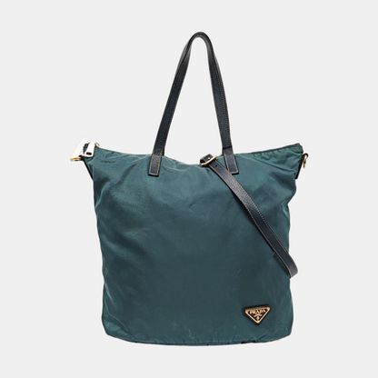 PRADA Tote bag Blue Nylon Logo Single Shoulder Bag Crossbody Tote Bag Golden hardware Removable shoulder strap-(SKU)-958133297