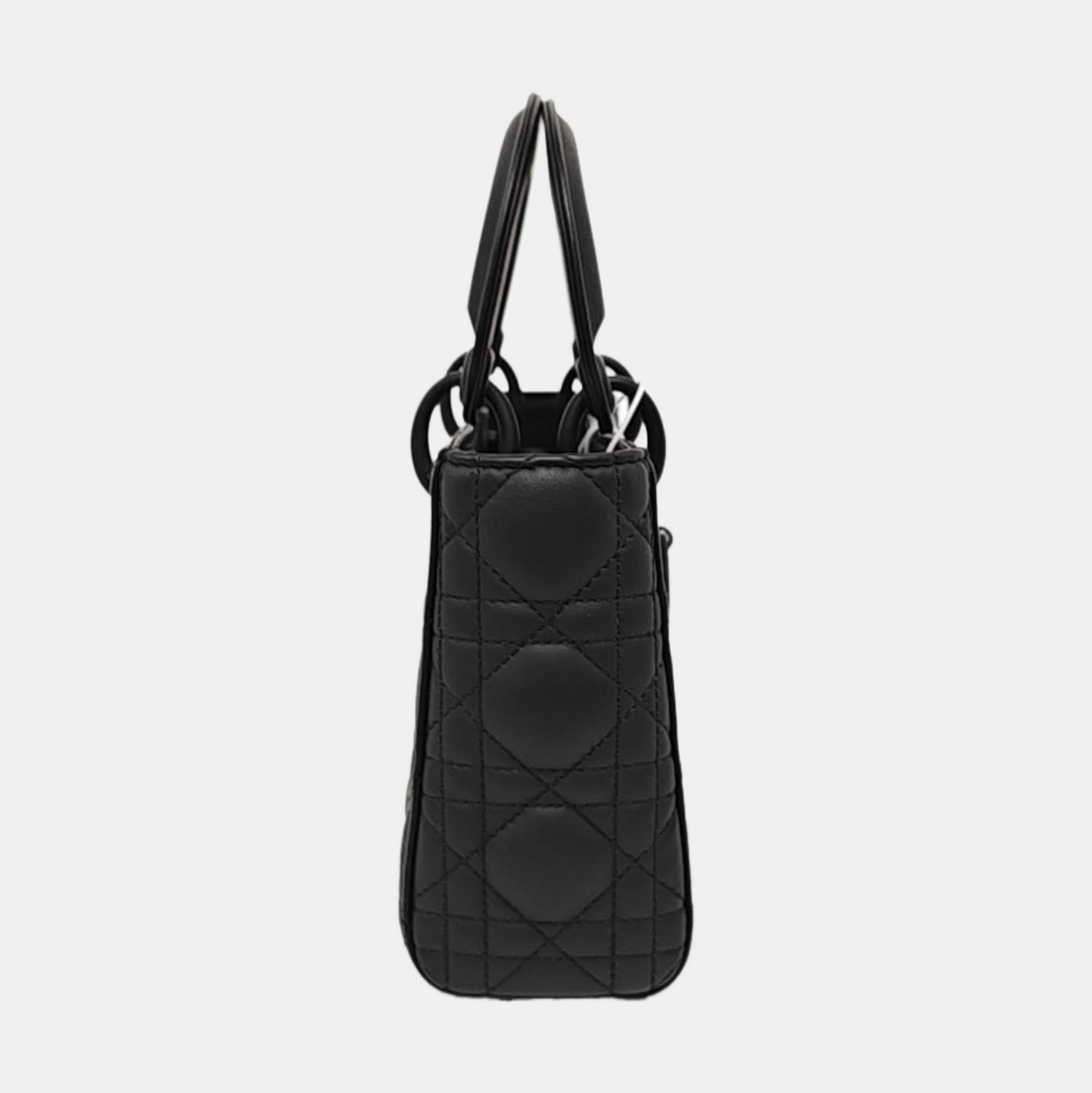 DIOR Lady Dior Mini Black Lamb Skin Cannage QuiltedHandbag Shoulder Bag Crossbody with Black Hardware-(SKU)-957976279
