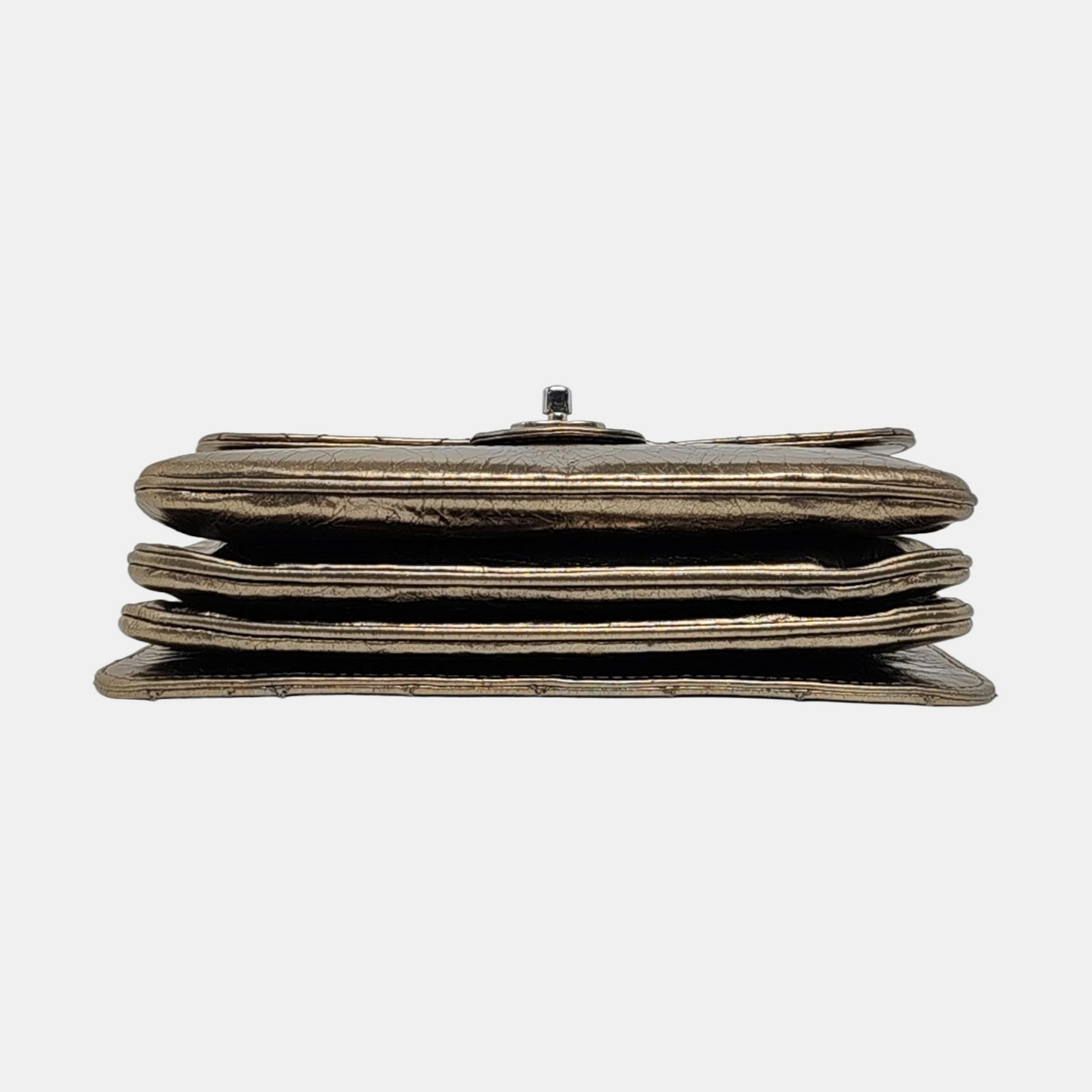 CHANEL CLASSIC FLAP Medium Champagne Calfskin Quilted Shoulder Bag with Silver Hardware-(SKU)-958254208