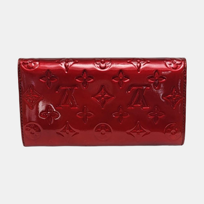 LOUIS VUITTON PORTE MONNAIE Red patent leather embossed wallet Golden hardware-(SKU)-958031193