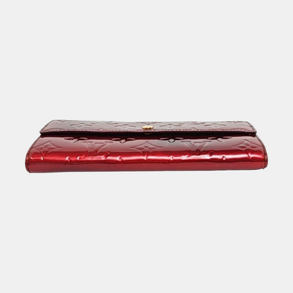LOUIS VUITTON PORTE MONNAIE Red patent leather embossed wallet Golden hardware-(SKU)-958031193
