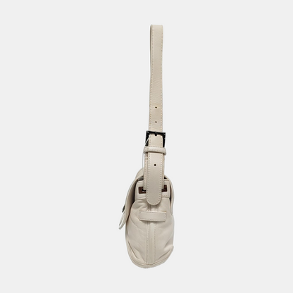 LOEWE White Leather Single Shoulder Bag Handbag Silver Hardware Removable shoulder strap-(SKU)-957821052