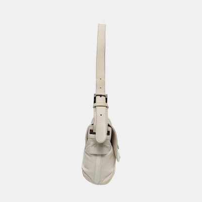 LOEWE White Leather Single Shoulder Bag Handbag Silver Hardware Removable shoulder strap-(SKU)-957821052