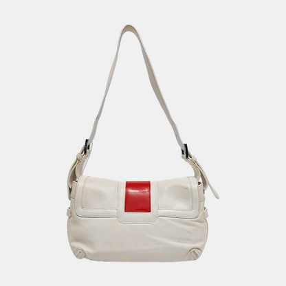 LOEWE White Leather Single Shoulder Bag Handbag Silver Hardware Removable shoulder strap-(SKU)-957821052