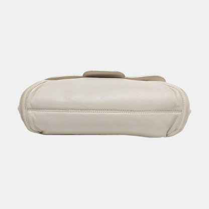 LOEWE White Leather Single Shoulder Bag Handbag Silver Hardware Removable shoulder strap-(SKU)-957821052