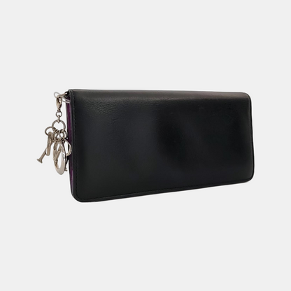 DIOR Black Cowhide Wallet Silver Hardware-(SKU)-958152388