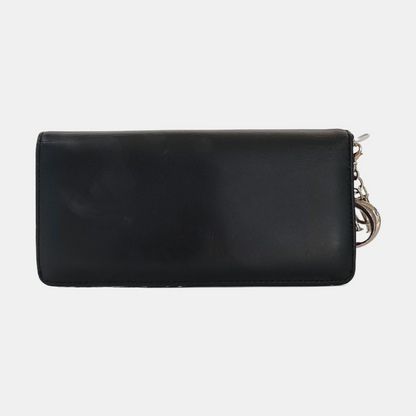 DIOR Black Cowhide Wallet Silver Hardware-(SKU)-958152388