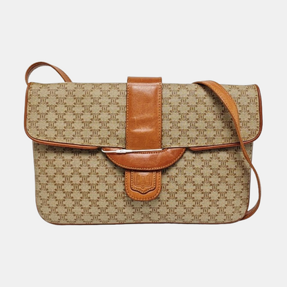 CELINE Brown Coated Canvas Single Shoulder Bag Crossbody Bag Golden hardware Removable shoulder strap-(SKU)-957821065