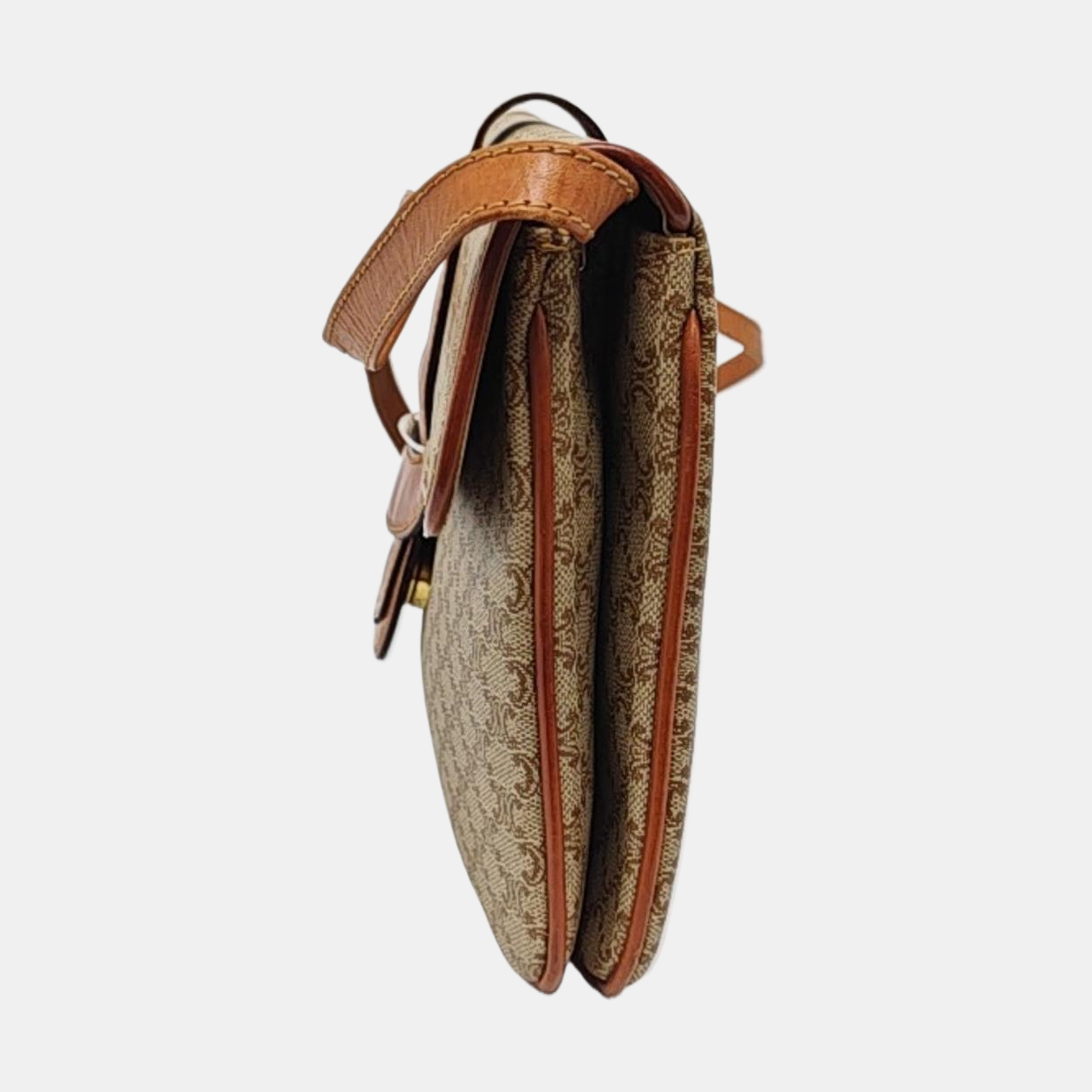 CELINE Brown Coated Canvas Single Shoulder Bag Crossbody Bag Golden hardware Removable shoulder strap-(SKU)-957821065