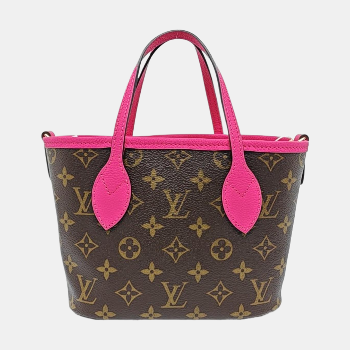 LOUIS VUITTON NEVERFULL INSIDE OUT BB Pink Cowhide Monogram Tote Bag Shoulder Bag Crossbody Bag Gold Hardware Removable Shoulder Strap-(SKU)-958065442