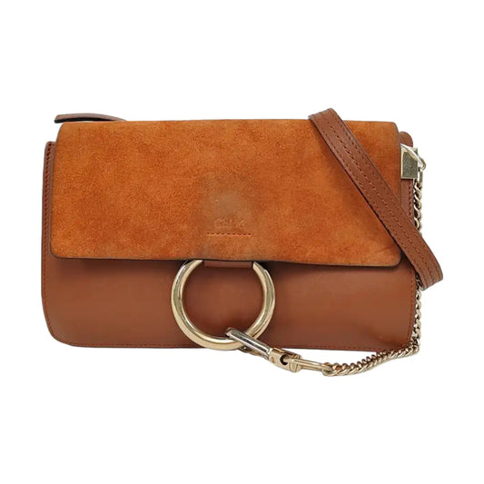 Chloé Faye Small size Brown Cowhide Embossed Crossbody Bag Single Shoulder Bag Golden hardware-(SKU)-957953452