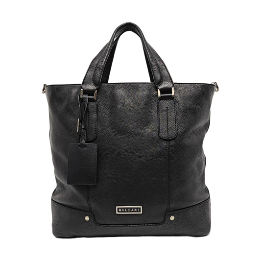 BVLGARI Tote bag Black cowhide tote bag Silver Hardware-(SKU)-958155763