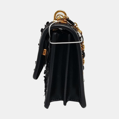 DIOR 30 Montaigne Black Fabric Montaigne Bag Shoulder Bag Crossbody Bag Handbag Golden Hardware Removable Strap-(SKU)-958282037