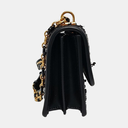 DIOR 30 Montaigne Black Fabric Montaigne Bag Shoulder Bag Crossbody Bag Handbag Golden Hardware Removable Strap-(SKU)-958282037