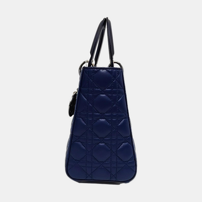 DIOR Lady Dior Medium Size Blue Lamb Skin Quilted Dior Bag Crossbody Shoulder Bag with Detachable Strap-(SKU)-958282075