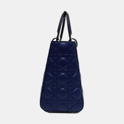 DIOR Lady Dior Medium Size Blue Lamb Skin Quilted Dior Bag Crossbody Shoulder Bag with Detachable Strap-(SKU)-958282075