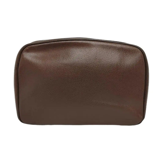 LOUIS VUITTON Large size Brown Leather Handbag Silver Hardware-(SKU)-958155745