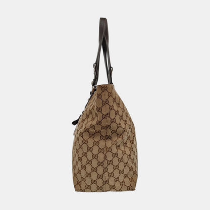 GUCCI Babouska Khaki canvas monogram crossbody bag, handbag Silver Hardware-(SKU)-958404540