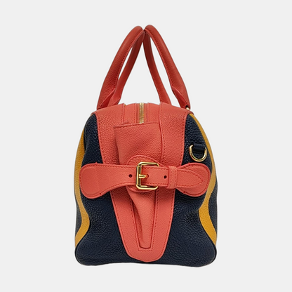 BURBERRY The Banner Dark Blue Leather Handbag Golden hardware-(SKU)-958302180