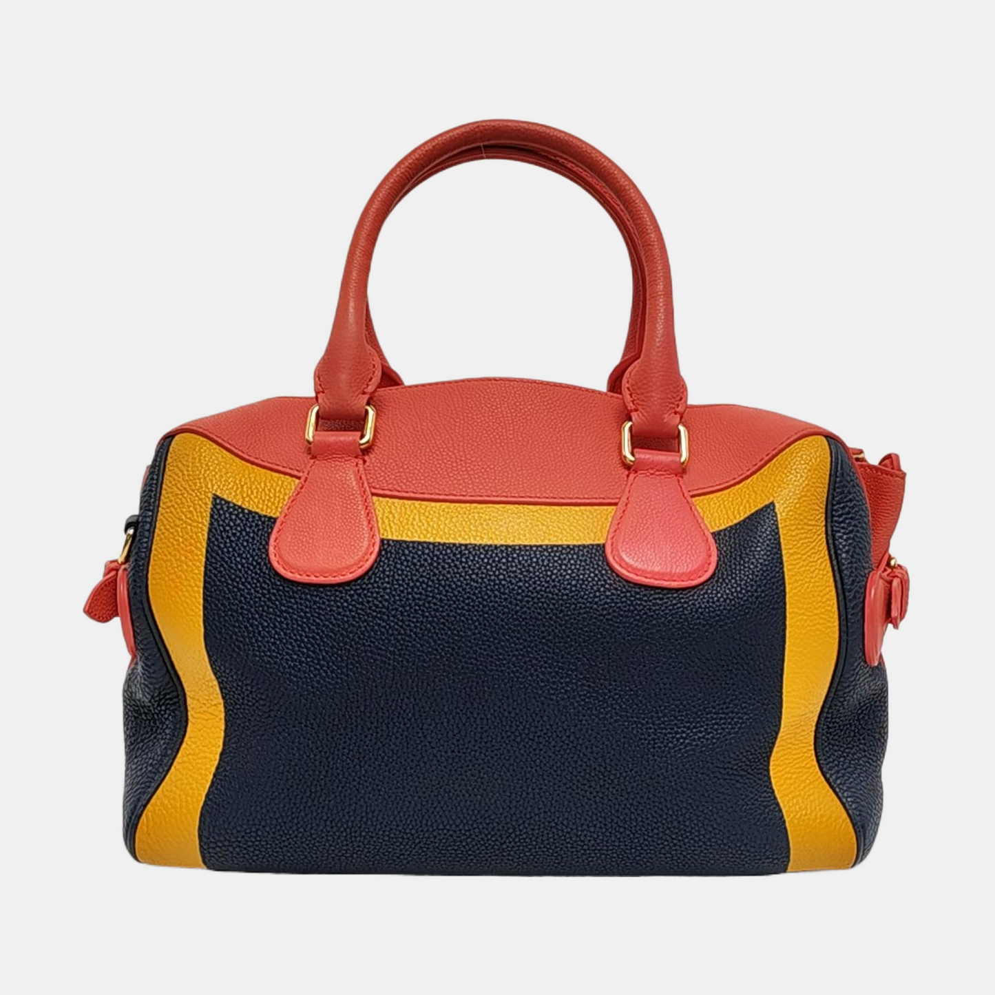 BURBERRY The Banner Dark Blue Leather Handbag Golden hardware-(SKU)-958302180