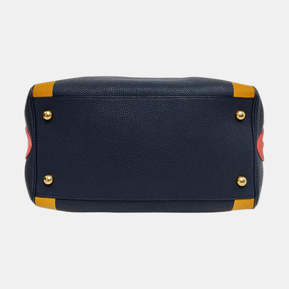 BURBERRY The Banner Dark Blue Leather Handbag Golden hardware-(SKU)-958302180