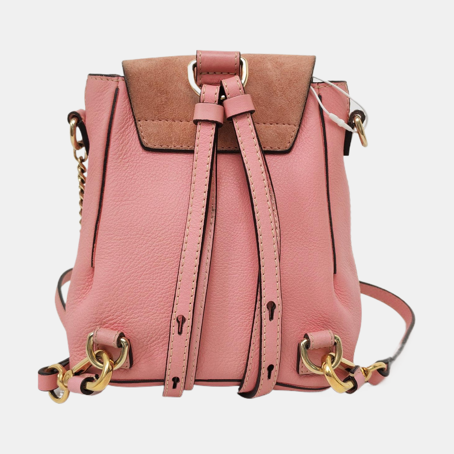 Chloé Faye mini Pink Cowhide Backpack Single Shoulder Bag Golden hardware shoulder straps-(SKU)-958394147