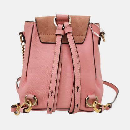 Chloé Faye mini Pink Cowhide Backpack Single Shoulder Bag Golden hardware shoulder straps-(SKU)-958394147