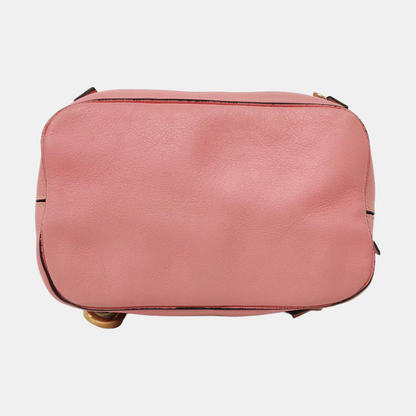 Chloé Faye mini Pink Cowhide Backpack Single Shoulder Bag Golden hardware shoulder straps-(SKU)-958394147