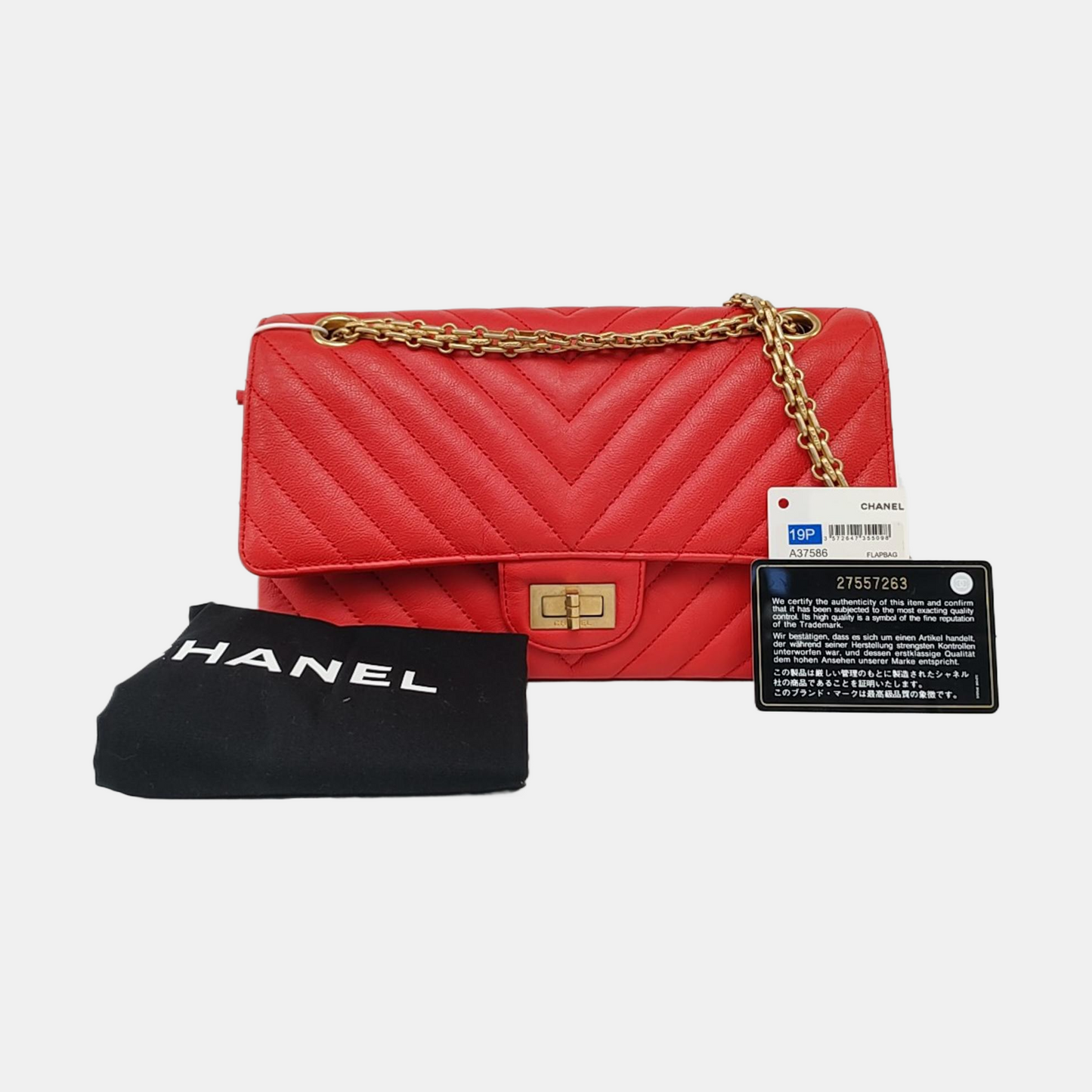 CHANEL 2.55 Small Size Red Leather Quilted V-Shape Shoulder Bag Crossbody Bag Gold Hardware 27 Clasp-(SKU)-956623582