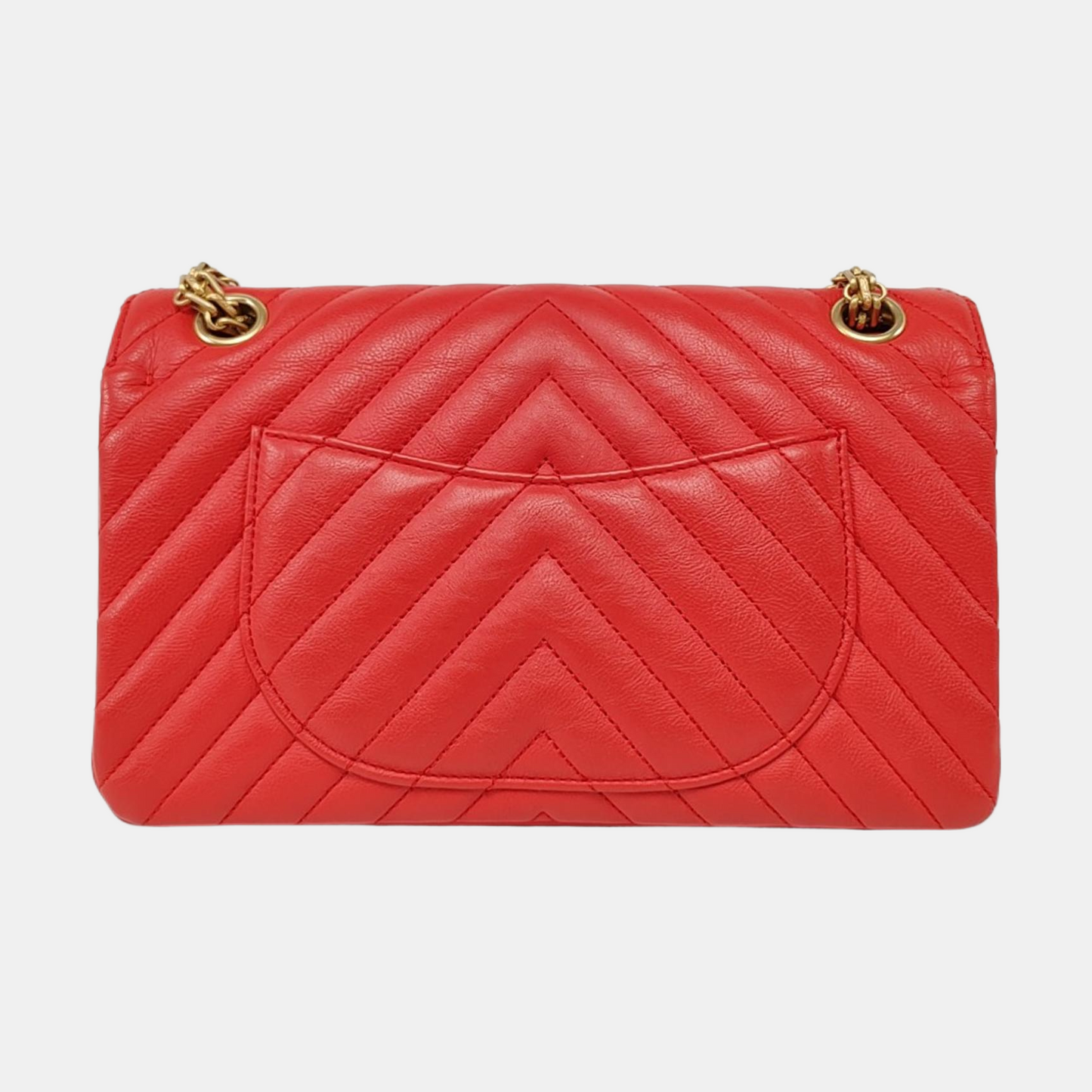CHANEL 2.55 Small Size Red Leather Quilted V-Shape Shoulder Bag Crossbody Bag Gold Hardware 27 Clasp-(SKU)-956623582