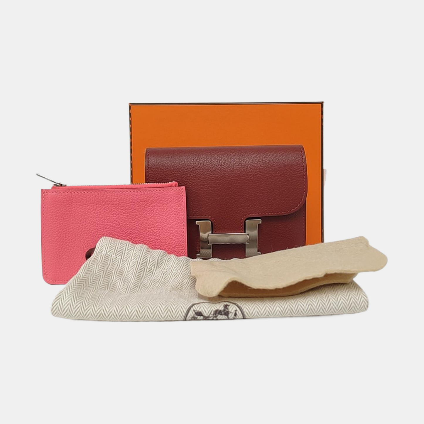 HERMÈS Constance Slim Red Evercolor Calfskin Kelly Bag Handbag Silver Hardware B Pocket-(SKU)-958356872