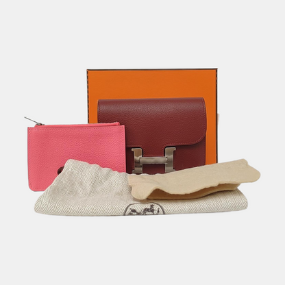 HERMÈS Constance Slim Red Evercolor Calfskin Kelly Bag Handbag Silver Hardware B Pocket-(SKU)-958356872