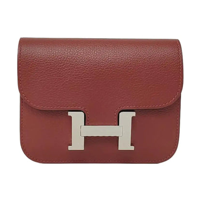 HERMÈS Constance Slim Red Evercolor Calfskin Kelly Bag Handbag Silver Hardware B Pocket-(SKU)-958356872