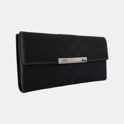 GUCCI Black Canvas Vintage Wallet Golden hardware-(SKU)-958453110