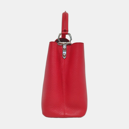 LOUIS VUITTON CAPUCINES Medium Red Leather Diagonal Shoulder Bag with Detachable Strap-(SKU)-958635265