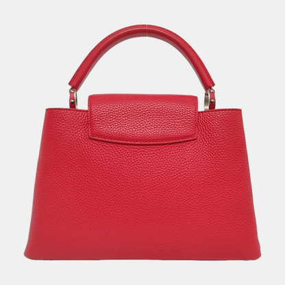 LOUIS VUITTON CAPUCINES Medium Red Leather Diagonal Shoulder Bag with Detachable Strap-(SKU)-958635265
