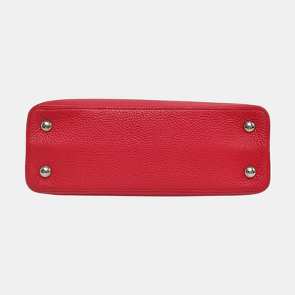 LOUIS VUITTON CAPUCINES Medium Red Leather Diagonal Shoulder Bag with Detachable Strap-(SKU)-958635265