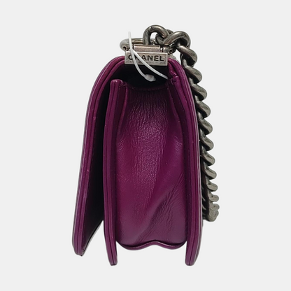 CHANEL BOY CHANEL Small Pink Pearl Fish Leather Quilted Diagonal Shoulder Bag with Detachable Strap-(SKU)-958631912