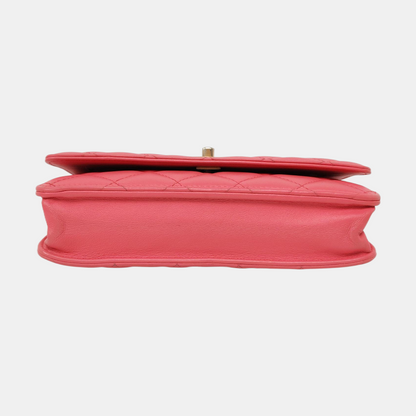 CHANEL TRENDY CC Pink Lamb Leather Quilted Shoulder Bag with Removable Strap-(SKU)-958650278