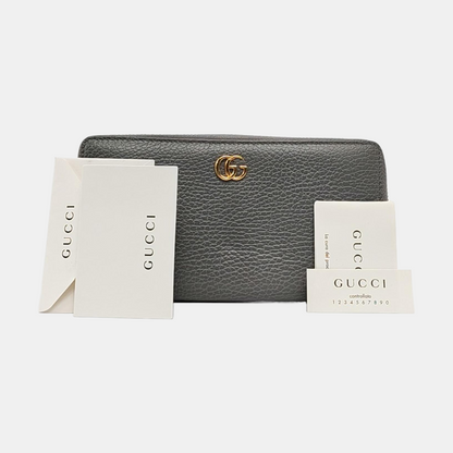 GUCCI GG Marmont Gray Cowhide Wallet Golden hardware-(SKU)-958273194