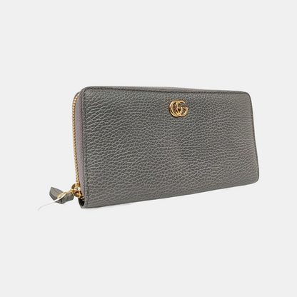 GUCCI GG Marmont Gray Cowhide Wallet Golden hardware-(SKU)-958273194