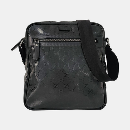 GUCCI Black Coated Canvas Monogrammed Single Shoulder Bag Sling Golden hardware-(SKU)-958447718