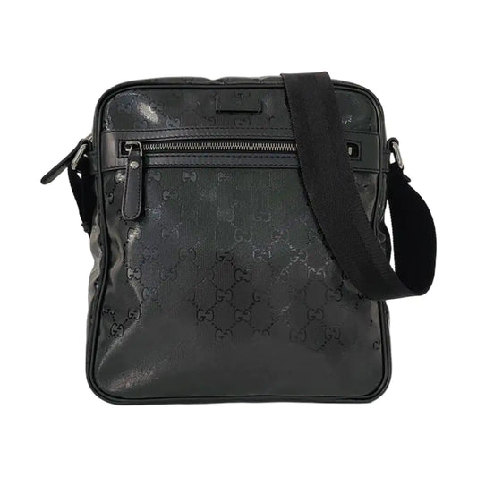 GUCCI Black Coated Canvas Monogrammed Single Shoulder Bag Sling Golden hardware-(SKU)-958447718