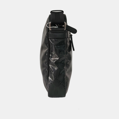 GUCCI Black Coated Canvas Monogrammed Single Shoulder Bag Sling Golden hardware-(SKU)-958447718