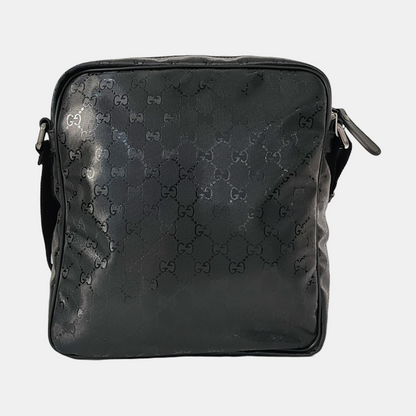 GUCCI Black Coated Canvas Monogrammed Single Shoulder Bag Sling Golden hardware-(SKU)-958447718