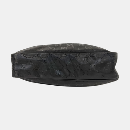 GUCCI Black Coated Canvas Monogrammed Single Shoulder Bag Sling Golden hardware-(SKU)-958447718