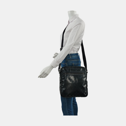 GUCCI Black Coated Canvas Monogrammed Single Shoulder Bag Sling Golden hardware-(SKU)-958447718