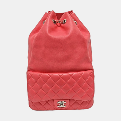 CHANEL IN SEOUL Pink Lamb Leather Diamond Quilted Backpack with Silver Hardware 23 opening-(SKU)-958357493